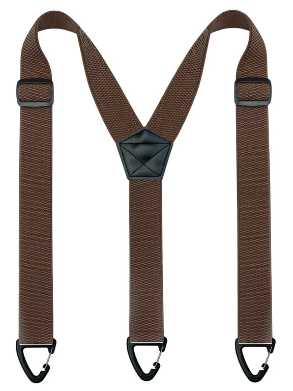 Coffee Brown Suspenders for Men, 1.5 inch Wide Adjustable Elastic Y-Back Braces with 3 Snap Loops