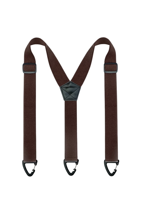 Coffee Brown Suspenders for Men, 1.5 inch Wide Adjustable Elastic Y-Back Braces with 3 Snap Loops