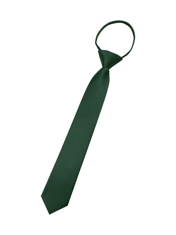 Men's Pre-Tied Adjustable Zipper Tie, Dark Green, 3.15 in Wide