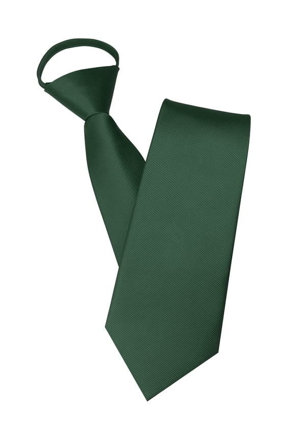 Dark Green Pre-tied Necktie for Men, 3.15 inch Wide Solid Color Adjustable Tie