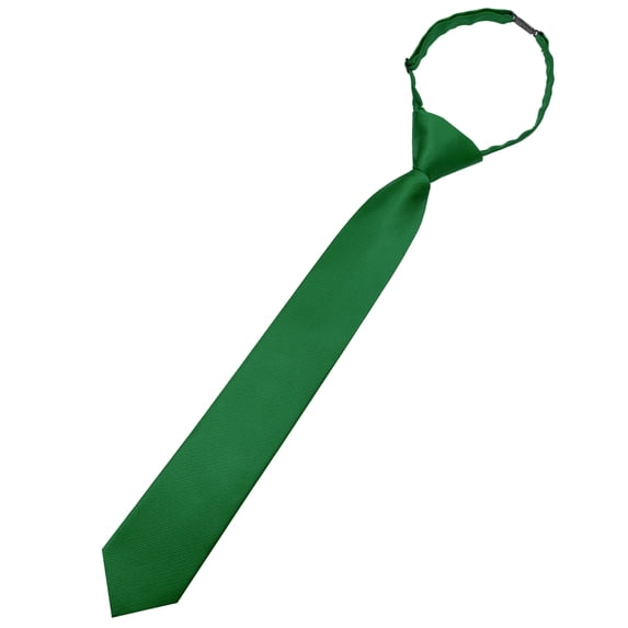 KAMBERFT Emerald Green Boys Solid Color Pre-Tied Necktie with Adjustable Buckle Closure, Ages 8–12