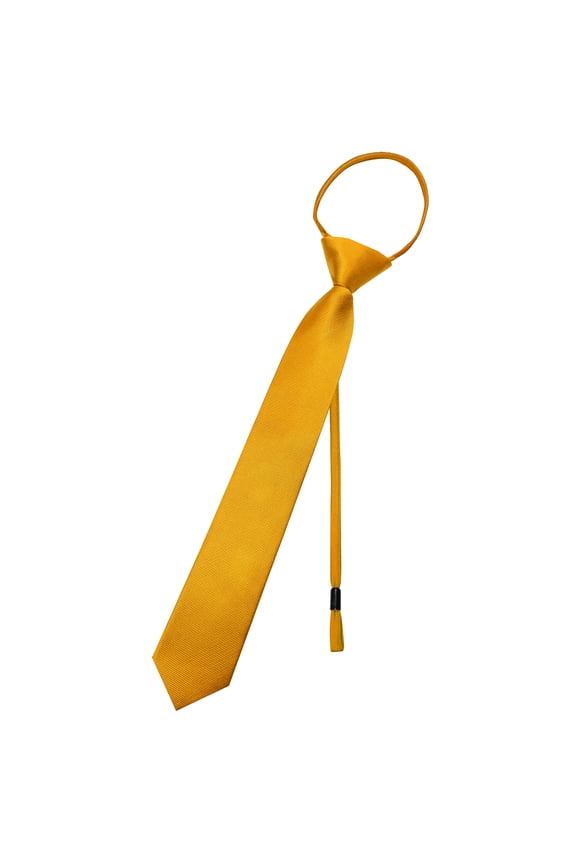 Gold Men’s 3.15” Solid Color Tie Pre-tied Adjustable Necktie