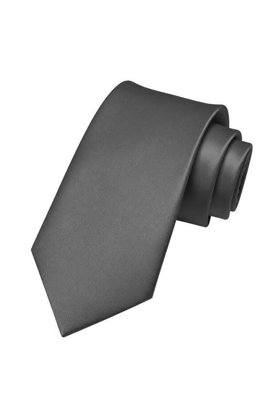 Grey Tie for Men, 3.15 inch Wide Solid Color Necktie for Business Wedding Formal Wear