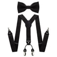 thumbnail image 1 of KAMBERFT Men's Black 1.4 inch Wide Adjustable Y-Back Suspenders, 2-Piece Set with Pre-Tied Bow Tie, 1 of 5