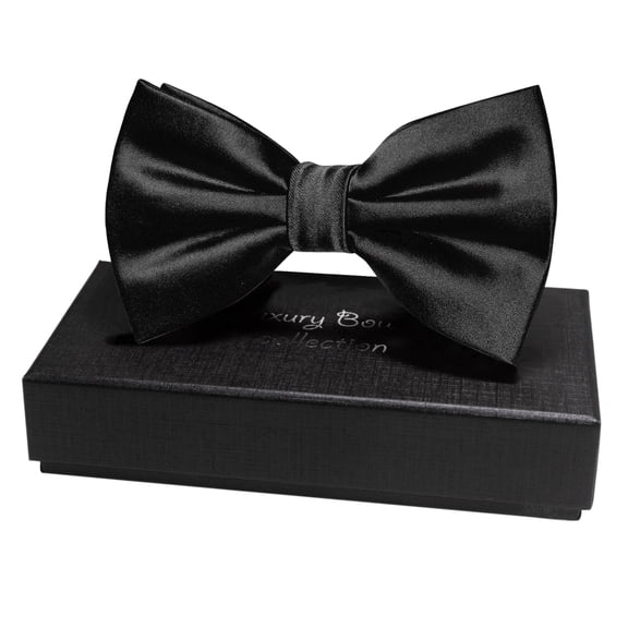 KAMBERFT Men’s Black Pre-tied Bow Tie, Solid Color Adjustable Bowtie