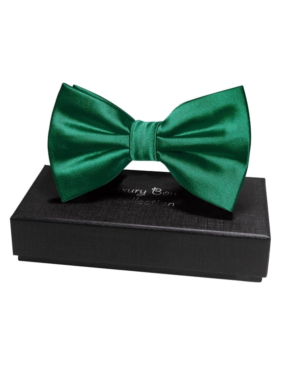 Green Pre-Tied Bow Tie for Men, Adjustable Solid Bowtie for Weddings, Tuxedos and Parties