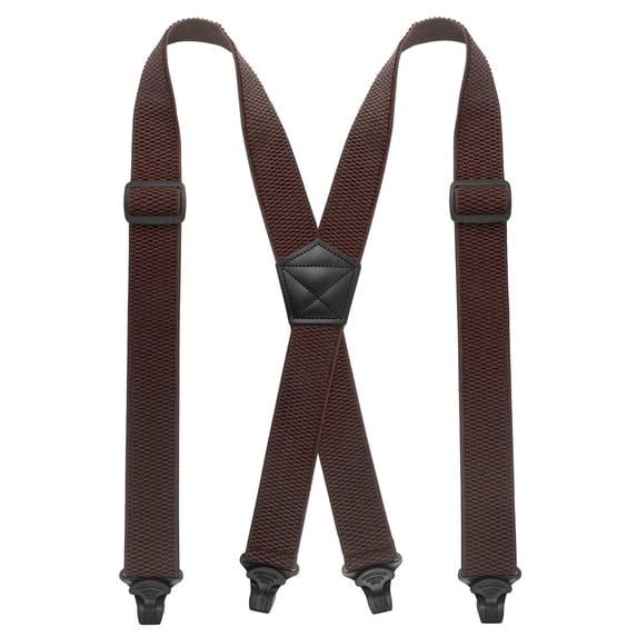 KAMBERFT Men's Heavy Duty Hidden Suspenders for Under Clothes, Adjustable X-Back Elastic Straps, Brown