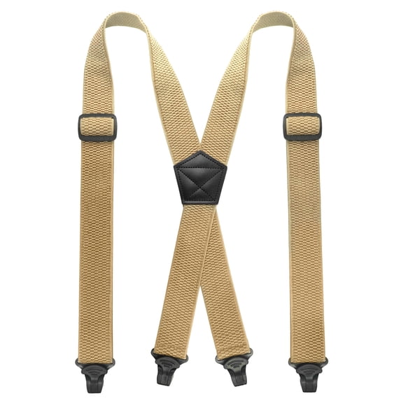 KAMBERFT Men's Heavy Duty Hidden Suspenders for Under Clothes, Adjustable X-Back Elastic Straps, Champagne