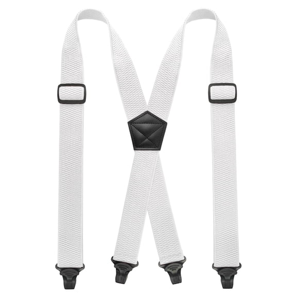 KAMBERFT Men's Heavy Duty Hidden Suspenders for Under Clothes, Adjustable X-Back Elastic Straps, White