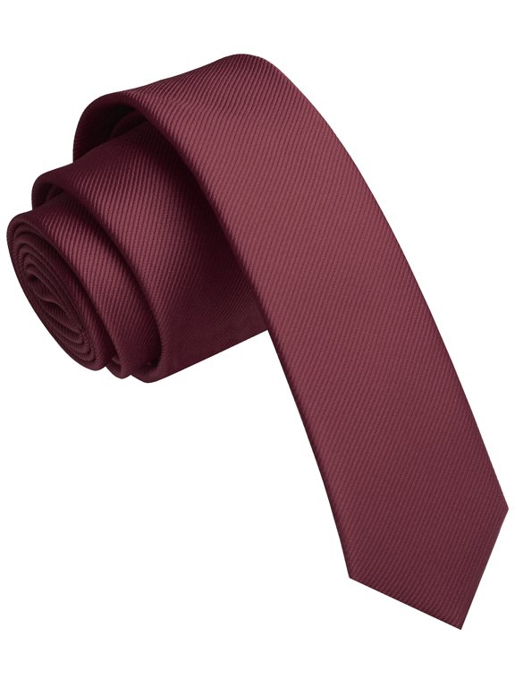 Men's Maroon Slim Tie, 1.58 inch Solid Color Skinny Necktie