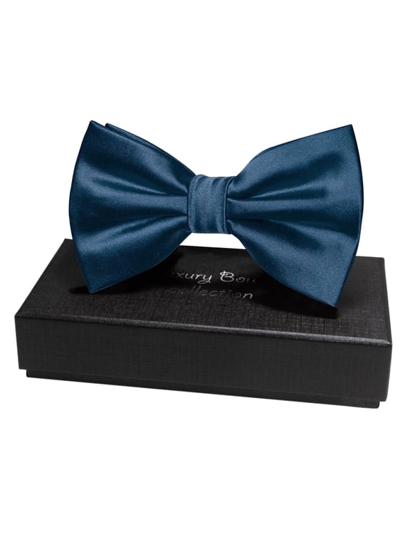 Navy Pre-Tied Bow Tie for Men, Adjustable Solid Bowtie for Weddings, Tuxedos and Parties