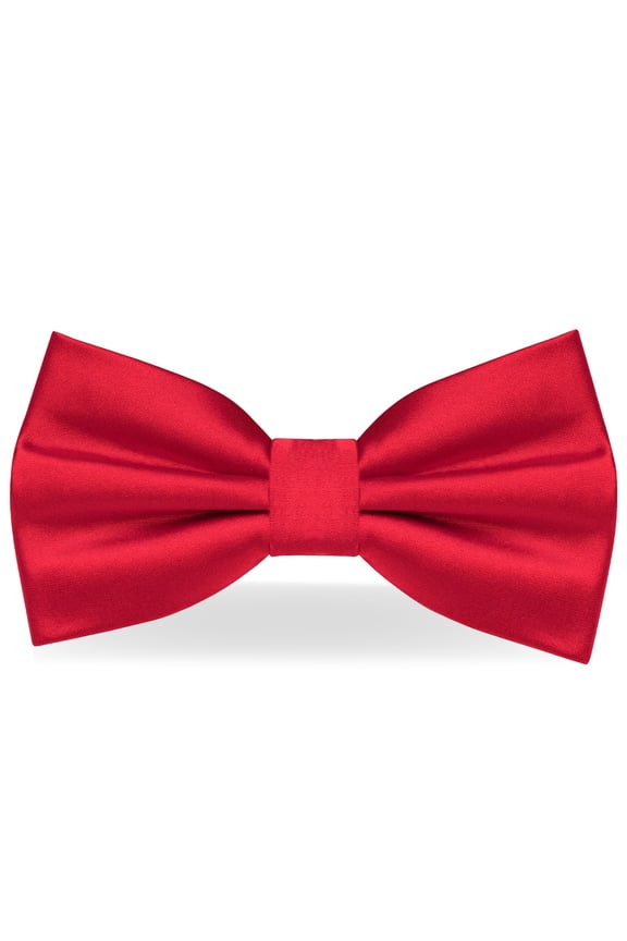 Red Pre-Tied Bow Tie for Men, Adjustable Solid Bowtie for Weddings, Tuxedos and Parties