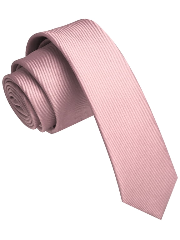 Men's Rose Gold Slim Tie, 1.58 inch Solid Color Skinny Necktie