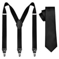 thumbnail image 1 of KAMBERFT Men's Skinny Tie and Suspenders Set, Y-Back, Black, 2-Piece, 1 of 4