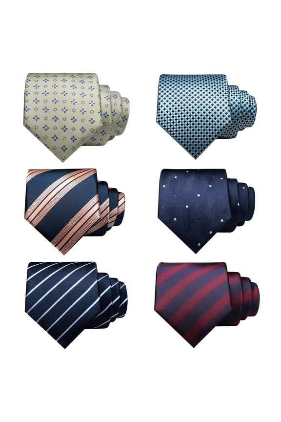 Men’s Ties 6 Pack, Assorted Necktie Set for Wedding, Business and Formal Wear
