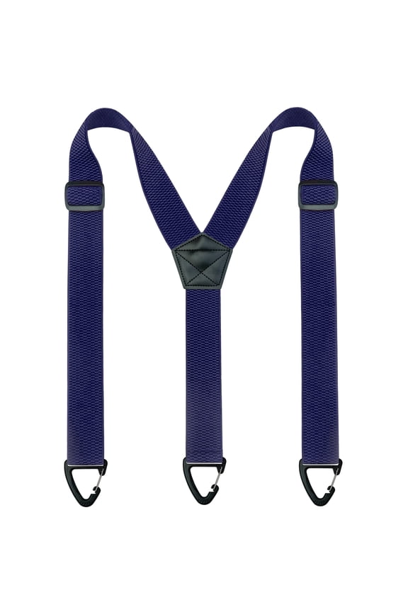 Navy Blue Suspenders for Men, 1.5 inch Wide Adjustable Elastic Y-Back Braces with 3 Snap Loops