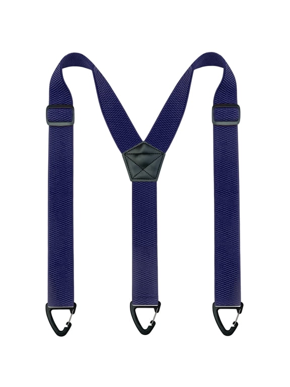 Navy Blue Suspenders for Men, 1.5 inch Wide Adjustable Elastic Y-Back Braces with 3 Snap Loops