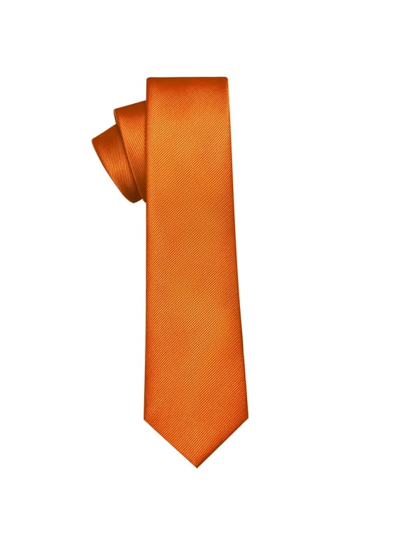 Men's Orange Slim Tie, 2.4 inch Wide, Solid Color Skinny Necktie