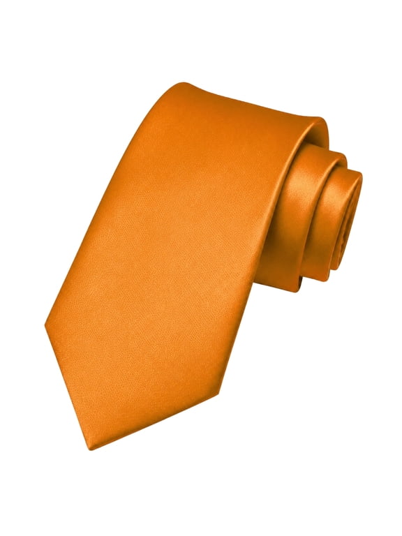 Orange Tie for Men, 3.15 inch Wide Solid Color Necktie for Business Wedding Formal Wear