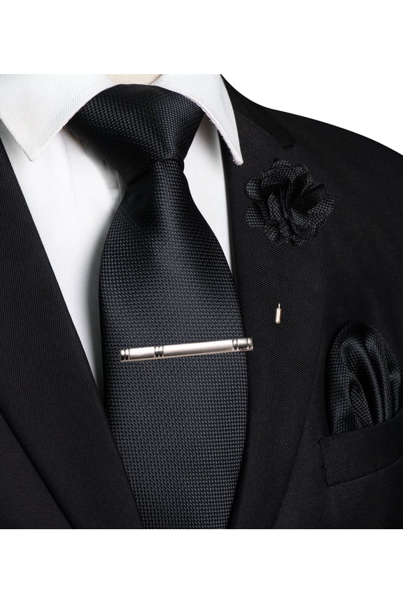 Plaid Checkered Tie Set for Men, 4PCS Necktie Gift Set with Pocket Square, Tie Clip & Lapel Pin
