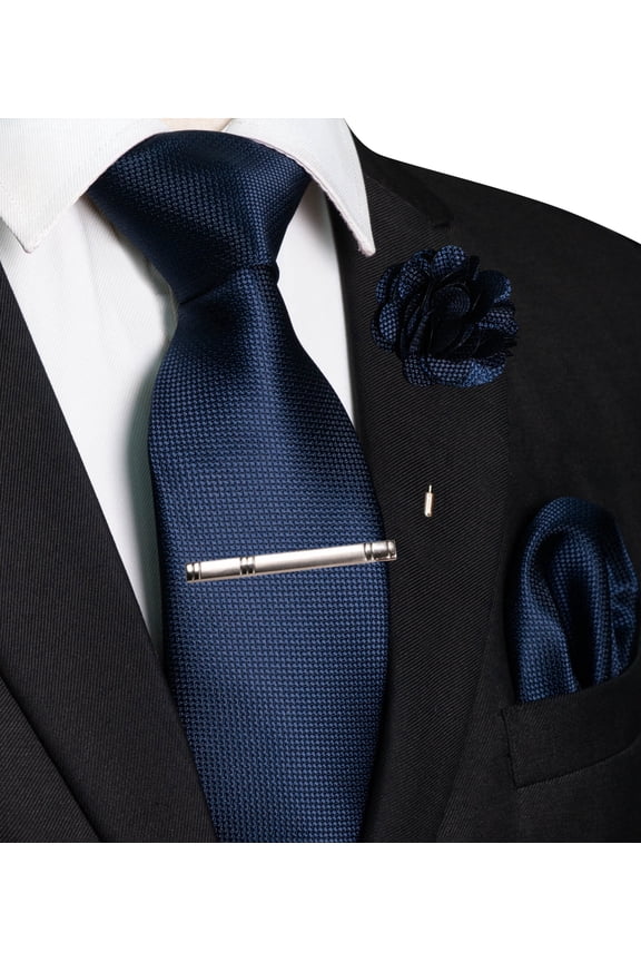 Plaid Checkered Tie Set for Men, 4PCS Necktie Gift Set with Pocket Square, Tie Clip & Lapel Pin