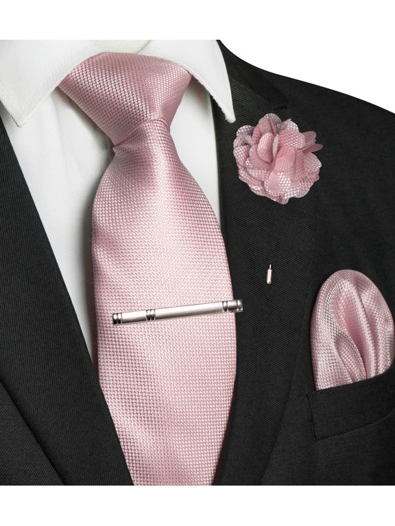 Plaid Checkered Tie Set for Men, 4PCS Necktie Gift Set with Pocket Square, Tie Clip & Lapel Pin