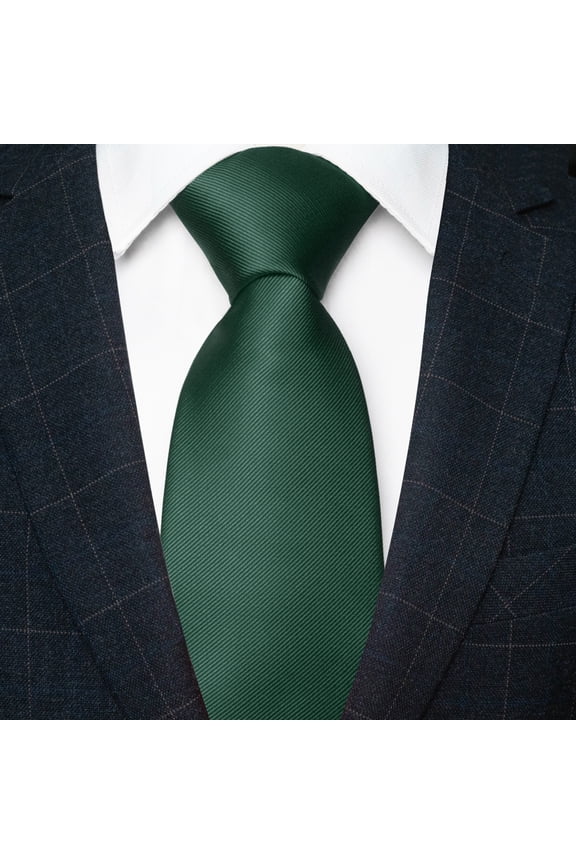 Men’s Dark Green Tie, Solid Color Necktie for Business and Wedding