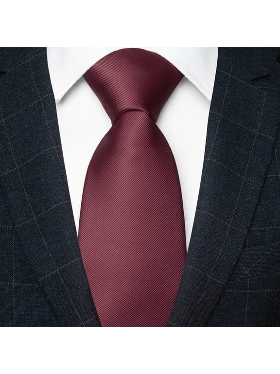 Men’s Maroon Tie, Solid Color Necktie for Business and Wedding
