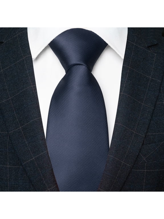 Men’s Navy Blue Tie, Solid Color Necktie for Business and Wedding