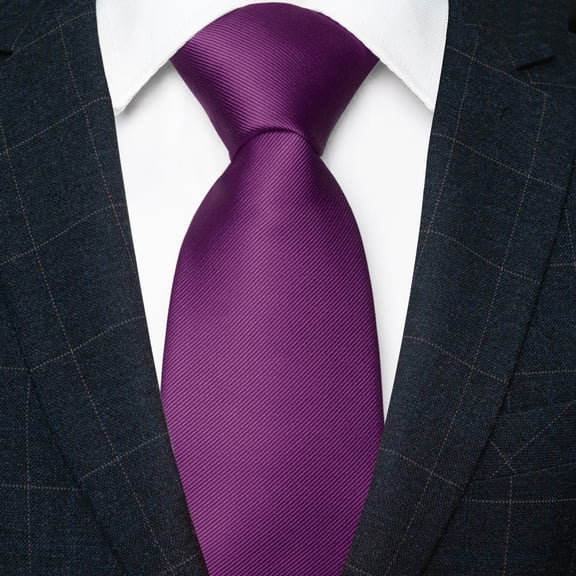 KAMBERFT Men’s Purple Tie, Solid Color Necktie for Business and Wedding