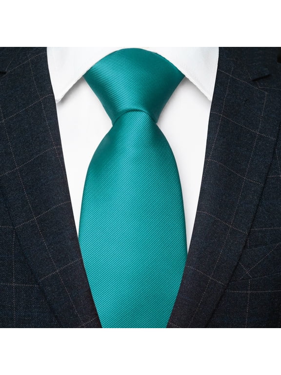 Men’s Teal Blue Tie, Solid Color Necktie for Business and Wedding