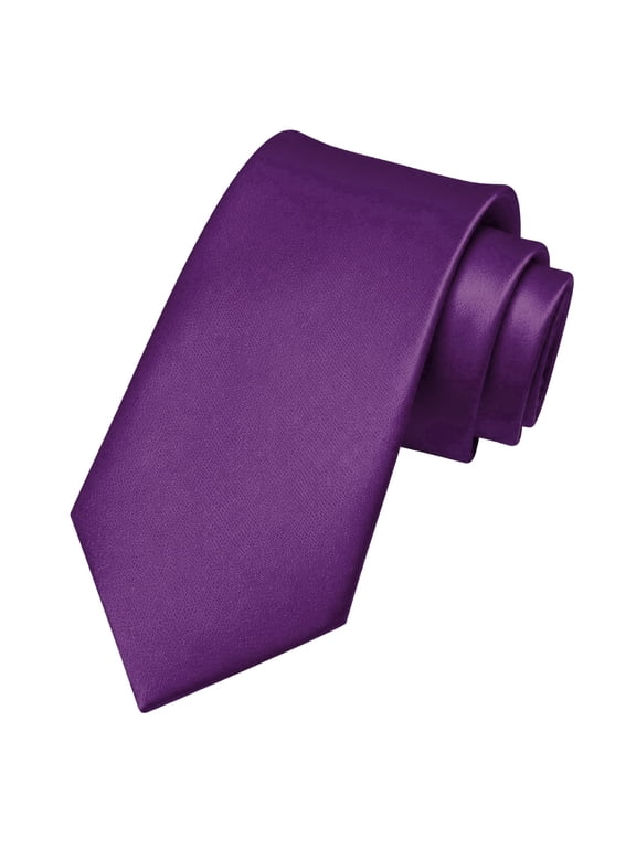Purple Tie for Men, 3.15 inch Wide Solid Color Necktie for Business Wedding Formal Wear