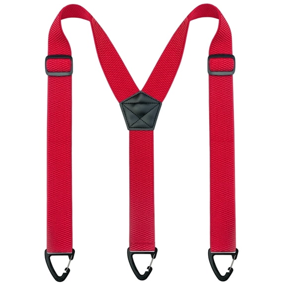 KAMBERFT Red Suspenders for Men, 1.5 inch Wide Adjustable Elastic Y-Back Braces with 3 Snap Loops