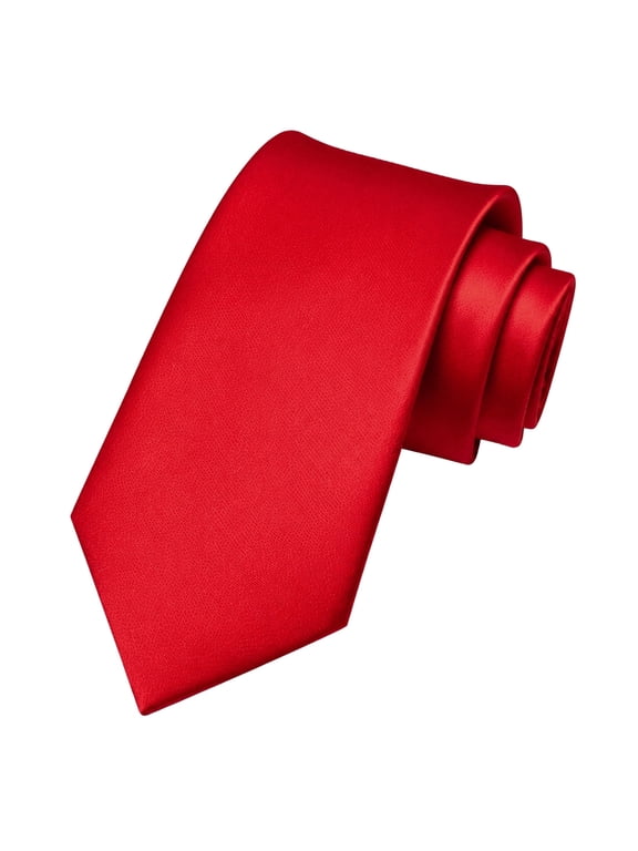 Red Tie for Men, 3.15 inch Wide Solid Color Necktie for Business Wedding Formal Wear