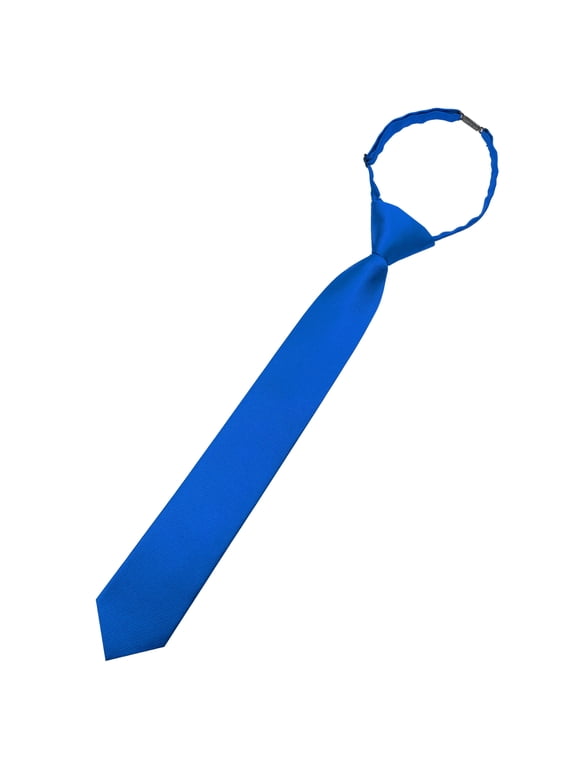 Royal Blue Boys Solid Color Pre-Tied Necktie with Adjustable Buckle Closure, Ages 8–12