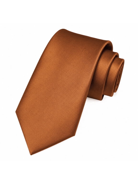 Rust Tie for Men, 3.15 inch Wide Solid Color Necktie for Business Wedding Formal Wear
