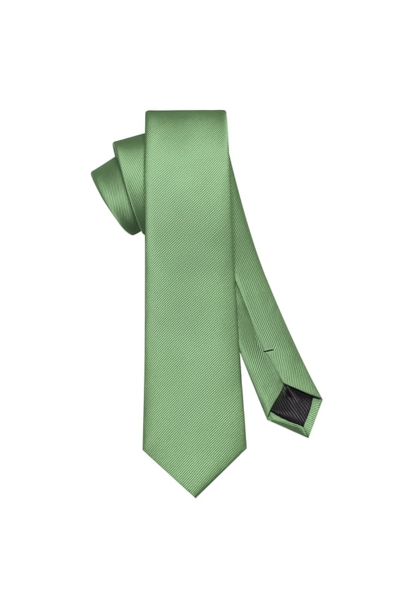Sage Green Skinny Tie for Men, 2.4 inch Wide Solid Color Slim Necktie