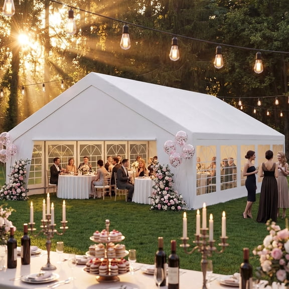 KAMEROUT 20x30 ft Heavy-Duty Party Tent, Large Outdoor Sun Canopy with Removable Sidewalls for Commercial & Backyard Use