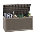thumbnail image 1 of KAMEROUT 260 Gallon Resin Deck Box, Package Delivery Box with Lockable Lid, Waterproof Outdoor Storage Box For Garden Tools, Patio Cushions, Brown, 1 of 7