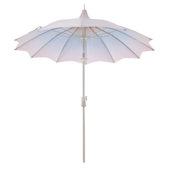 KAMEROUT 9ft Pagoda Patio Umbrella with Petal Shape Canopy, Market Umbrella with Push Button Tilt & Easy Crank, Gradient Blue