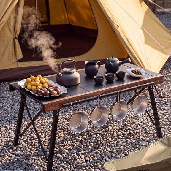 KAMEROUT Modular IGT Camping Table Portable Outdoor Folding Table with Expandable Cooking Area, Ideal for Picnic, BBQ, and Patio Use