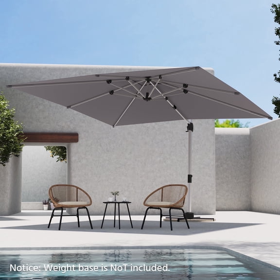 KAMEROUT Outdoor Patio 11 FT Large Cantilever Umbrella, Windproof Offset with 360-degree Rotation for Backyard, Pool, Lawn, Deck, Gray