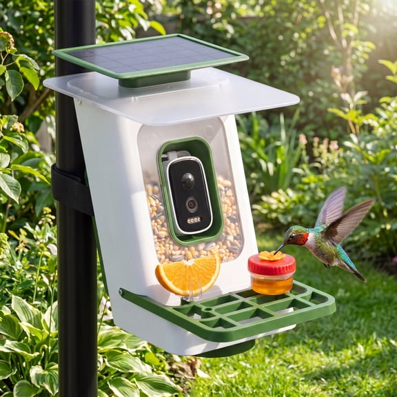 KAMEROUT Smart Bird Feeder with Camera  Solar-powered with AI bird recognition, 2.5K HD auto-capture, and instant alerts. The perfect outdoor bird watcher for your backyard.