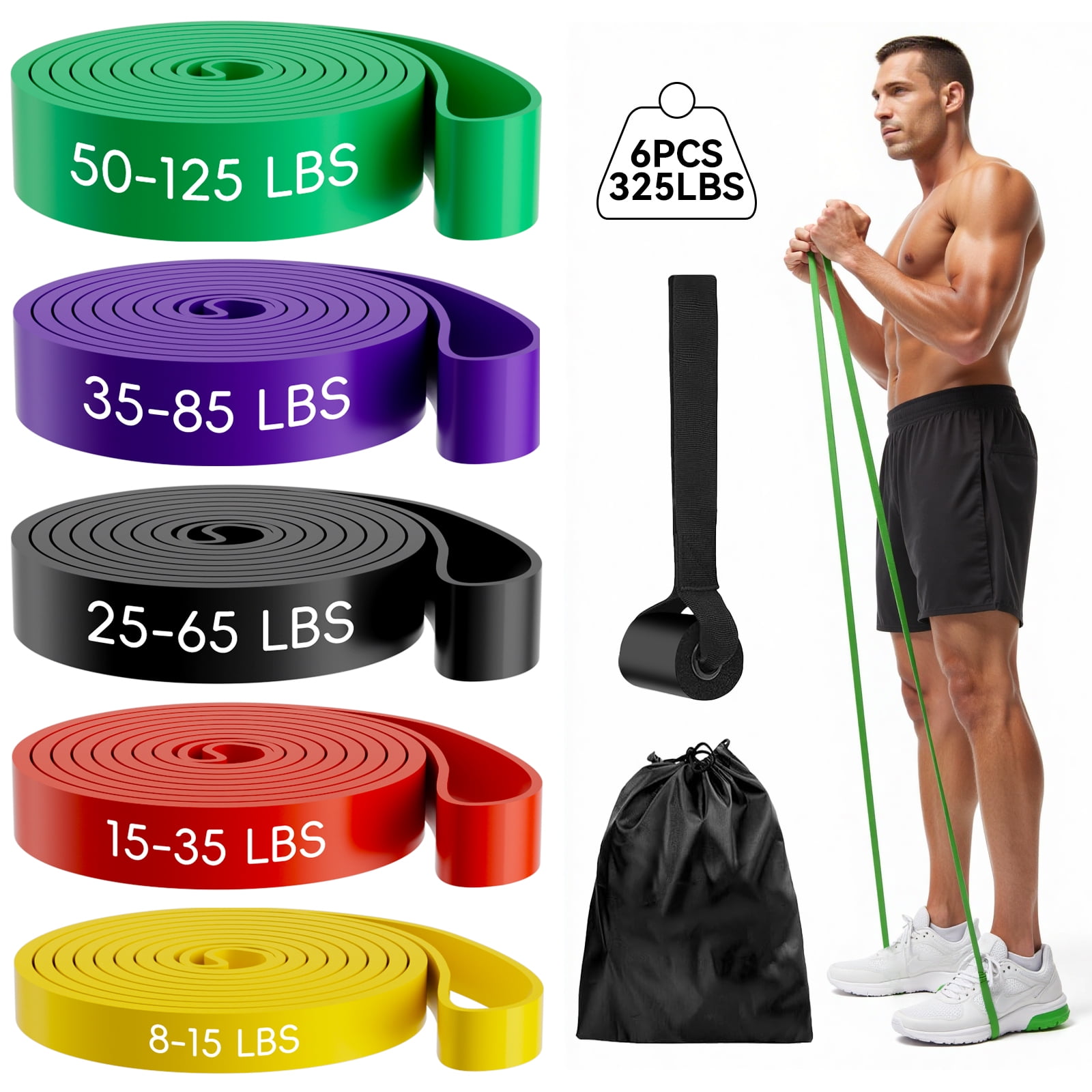 KAMIDA Resistance Bands Set 6PCS for Exercise, Fitness, Yoga