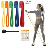 KAMIDA 6PCS Resistance Bands Set for Exercise Fitness, Elastic Workout Bands for Ankle, Leg, Stretching, Yoga and Home Fitness with Carry Bag