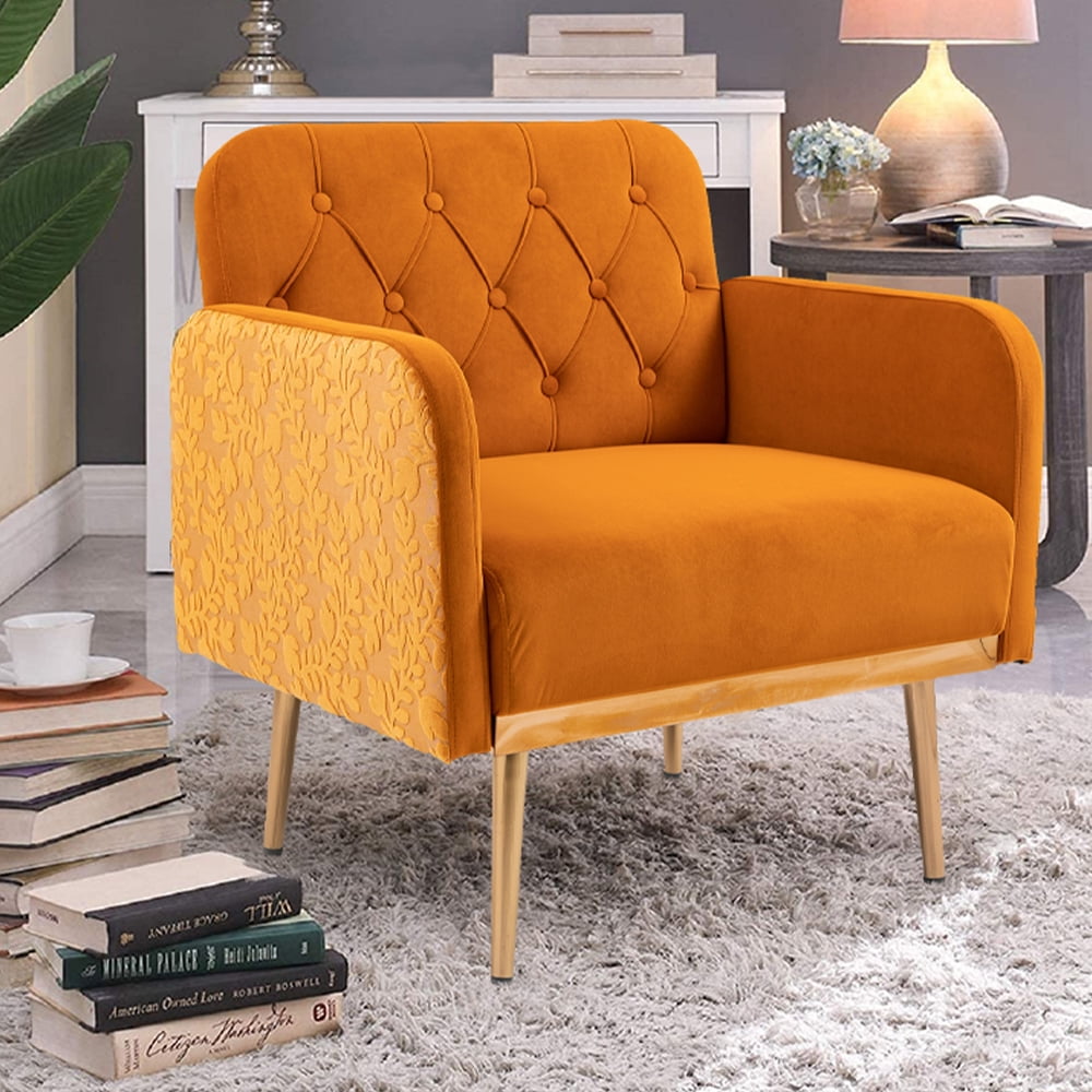 KAMIDA Accent Chair, Velvet Makeup Chair, Modern Single Sofa Arm Chair