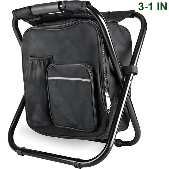 KAMIDA Camping Chairs With Storage Bag ,Folding Stool,Portable Chair,Fishing Chairs,Outdoor Backpack Chair With Oxford Cloth For Beach/Fishing/Camping/Family - Black