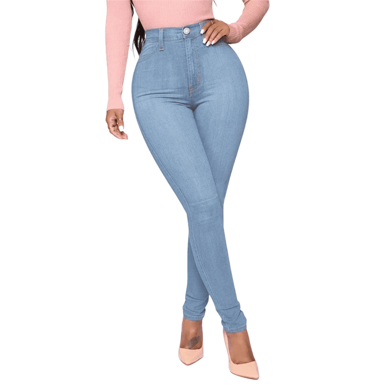 KAMO Women\'s Stretch Denim Pencil Pants Jeans Rise Skinny Slim Lifting Butt Size Plus Mid