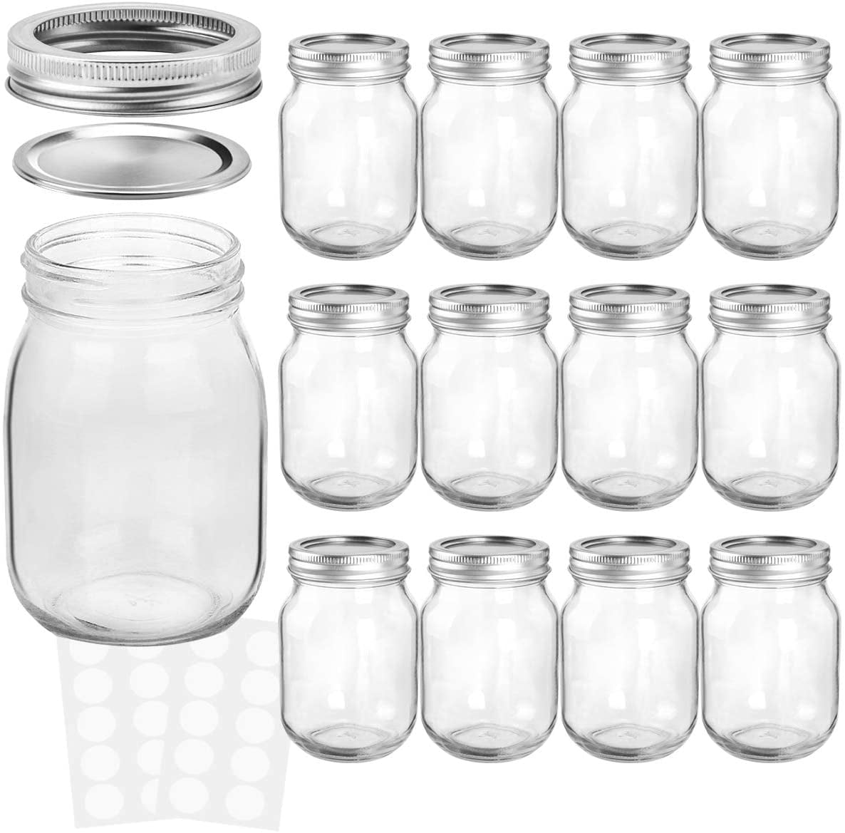  KAMOTA Glass Jars With Lids, 30 pack of 3.5 oz small glass jars  for storage spice herbal condiments with leak-proof rubber gaskets and  airtight hinged lids, 280 labels and 2 silicone