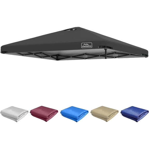 KAMPKEEPER 10x10 Pop Up Canopy Tent Top Replacement Cover Roof with Air Vent, Polyester UV 30 Waterproof for Outdoor Garden Patio Pavilion Sun Shade(Top Only) (Black)